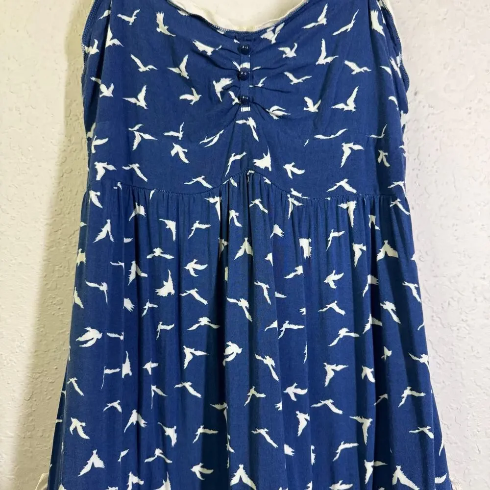 STELLA TWEED Dress Large Spaghetti Strap Drop Waist Ruffle Tiered Hem‎ Smocked